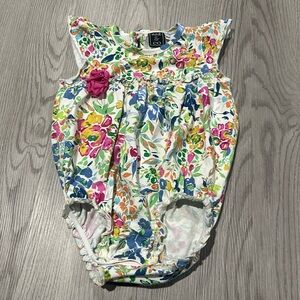 Mack & Co multi colored Floral ruffled‎ onesie 24 months